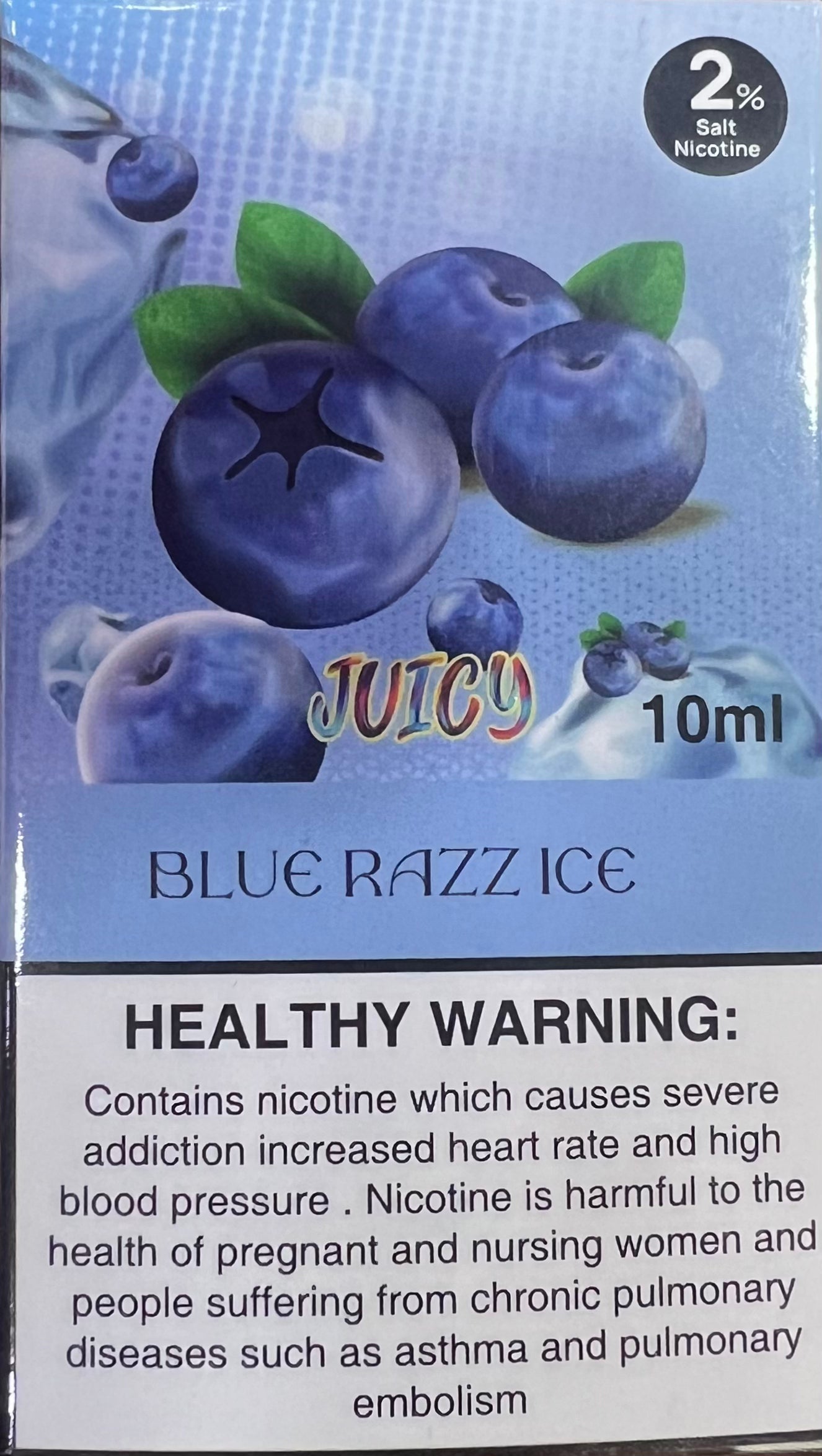 Juicy 10 Ml Salt Nic Blue Razz Ice