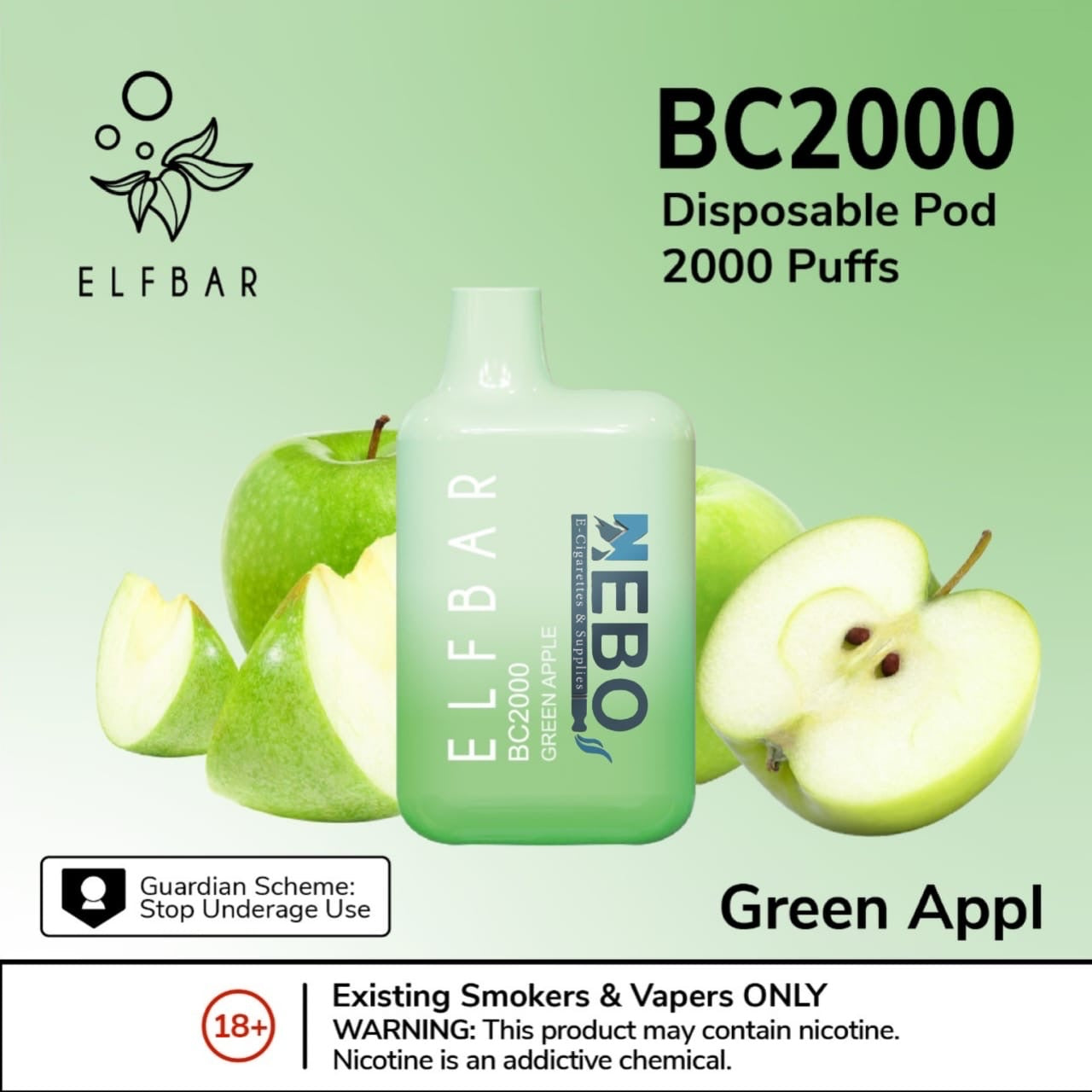 ELFBAR 2000 Puffs Green Apple