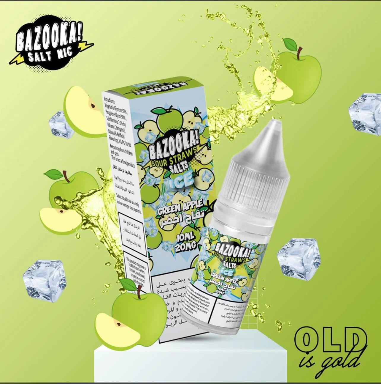 Bazooka Green Apple Ice 10 Ml Salt Nic